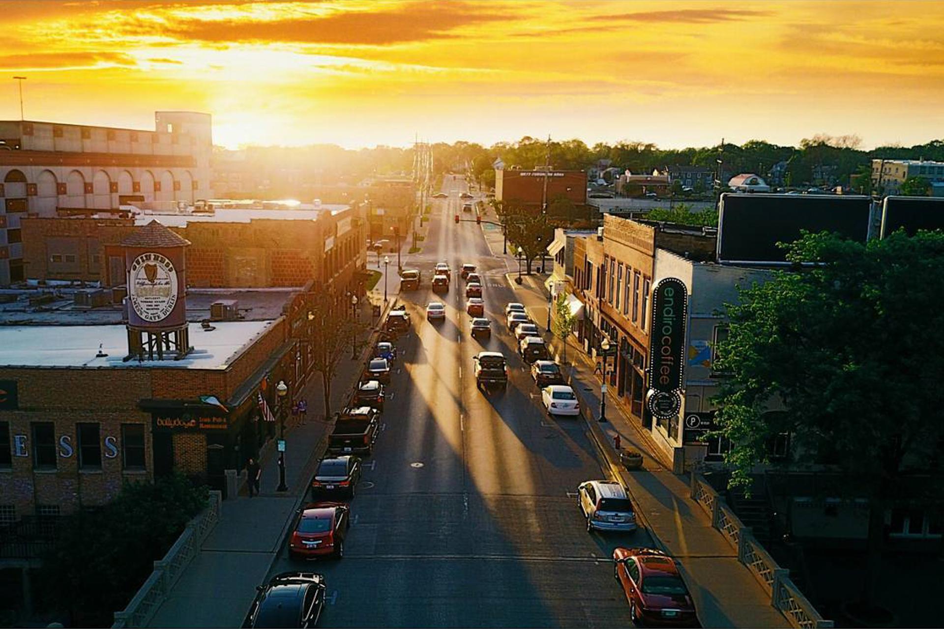 Aurora Illinois business district commercial buildings