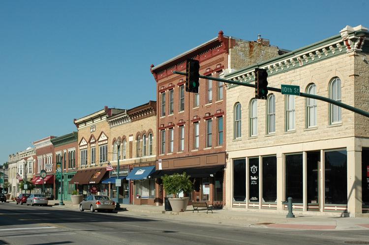 Downtown Lockport IL business district with local storefronts and commercial buildings served by managed IT and cybersecurity services.