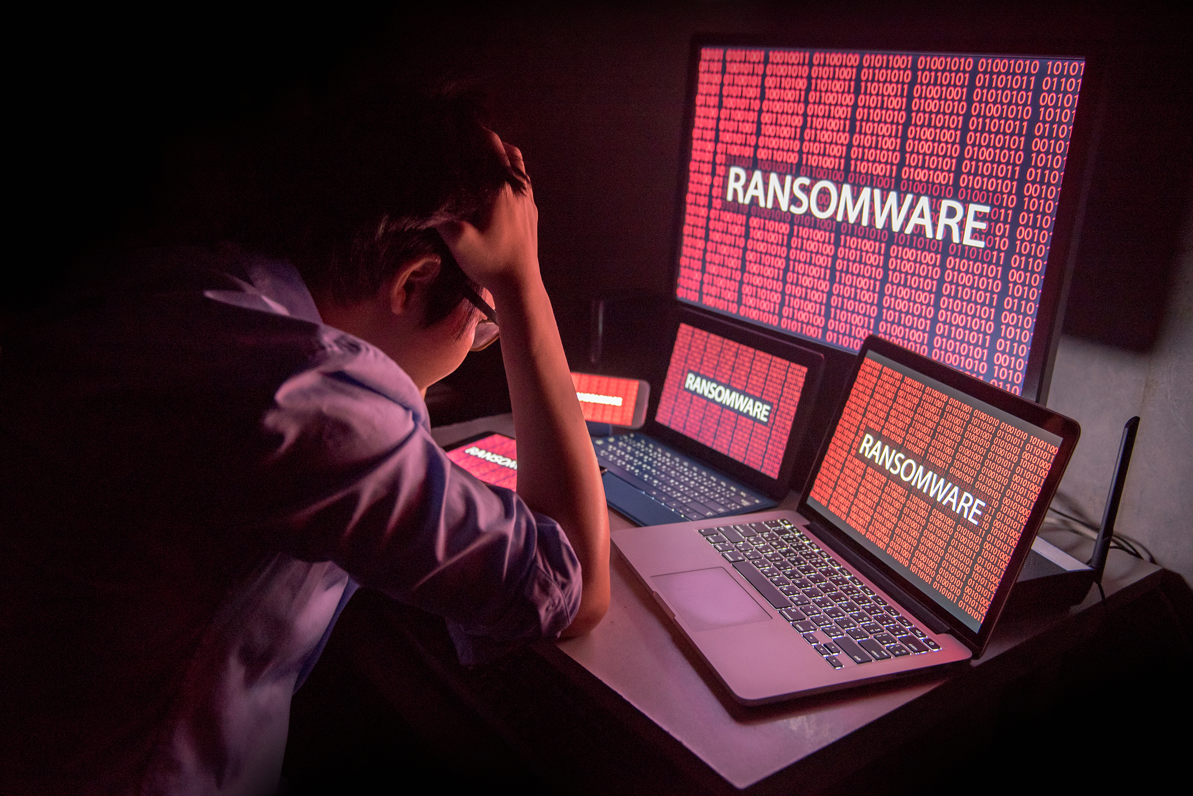 Ransomware Attack on multiple screens